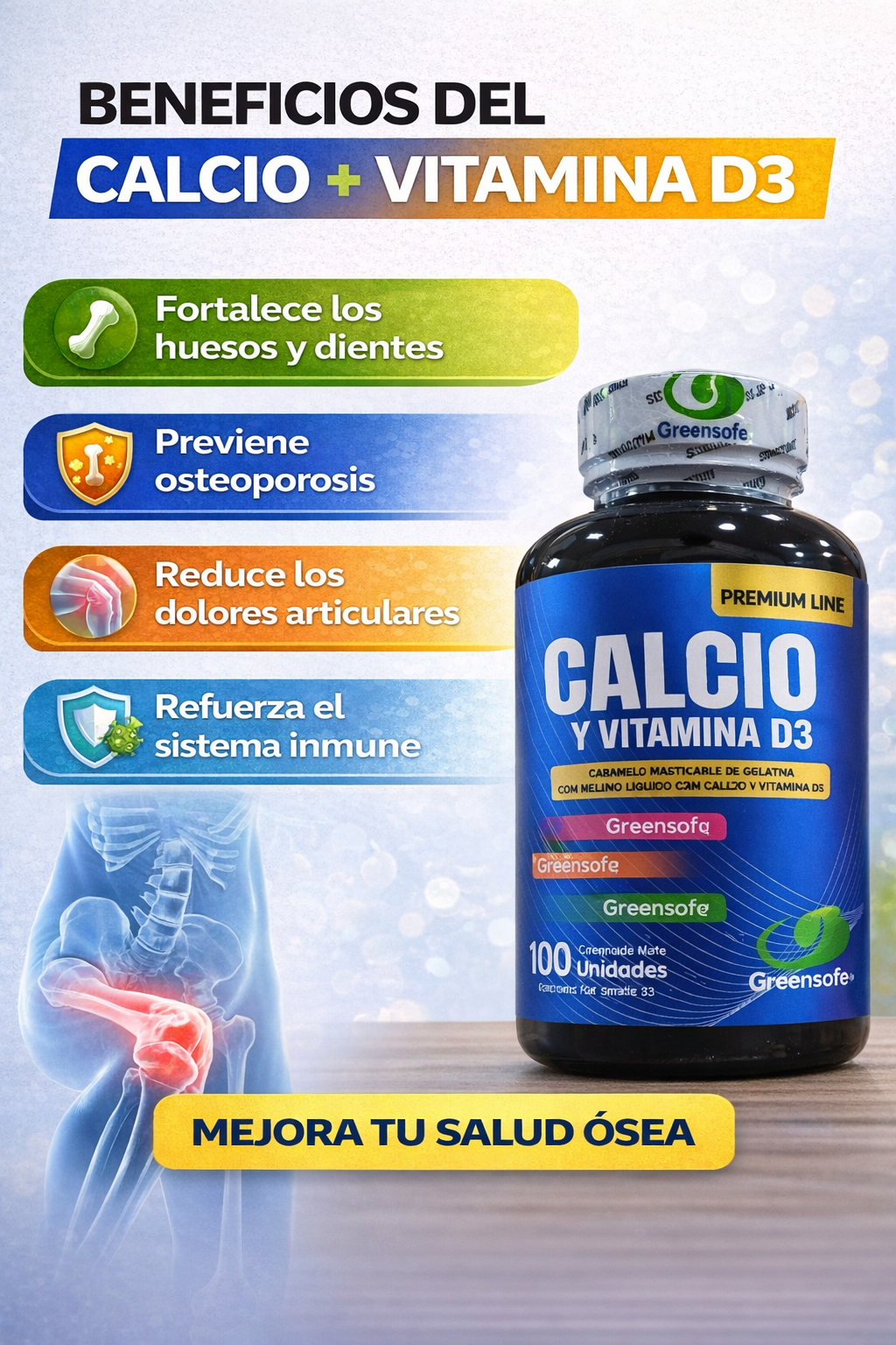 Calcio + Vitamina D3 Pack x3